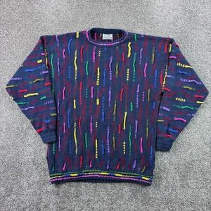 Vintage Kalaroo Sweater Mens Large Blue Multicolor 3D Knit Wool Australia